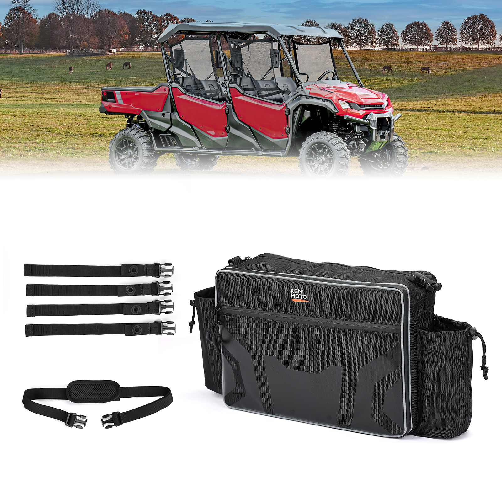 Bolsa de almacenamiento para jaula de rollo UTV KEMIMOTO, dimensiones 13" x 9", bolsa trasera para asiento de 1680D | Compatible con Polaris Ranger/RZR/Pioneer/Talon/Can-Am Defender/Teryx krx4/Mule (solo para vehículos de 4 puertas) miniatura 7