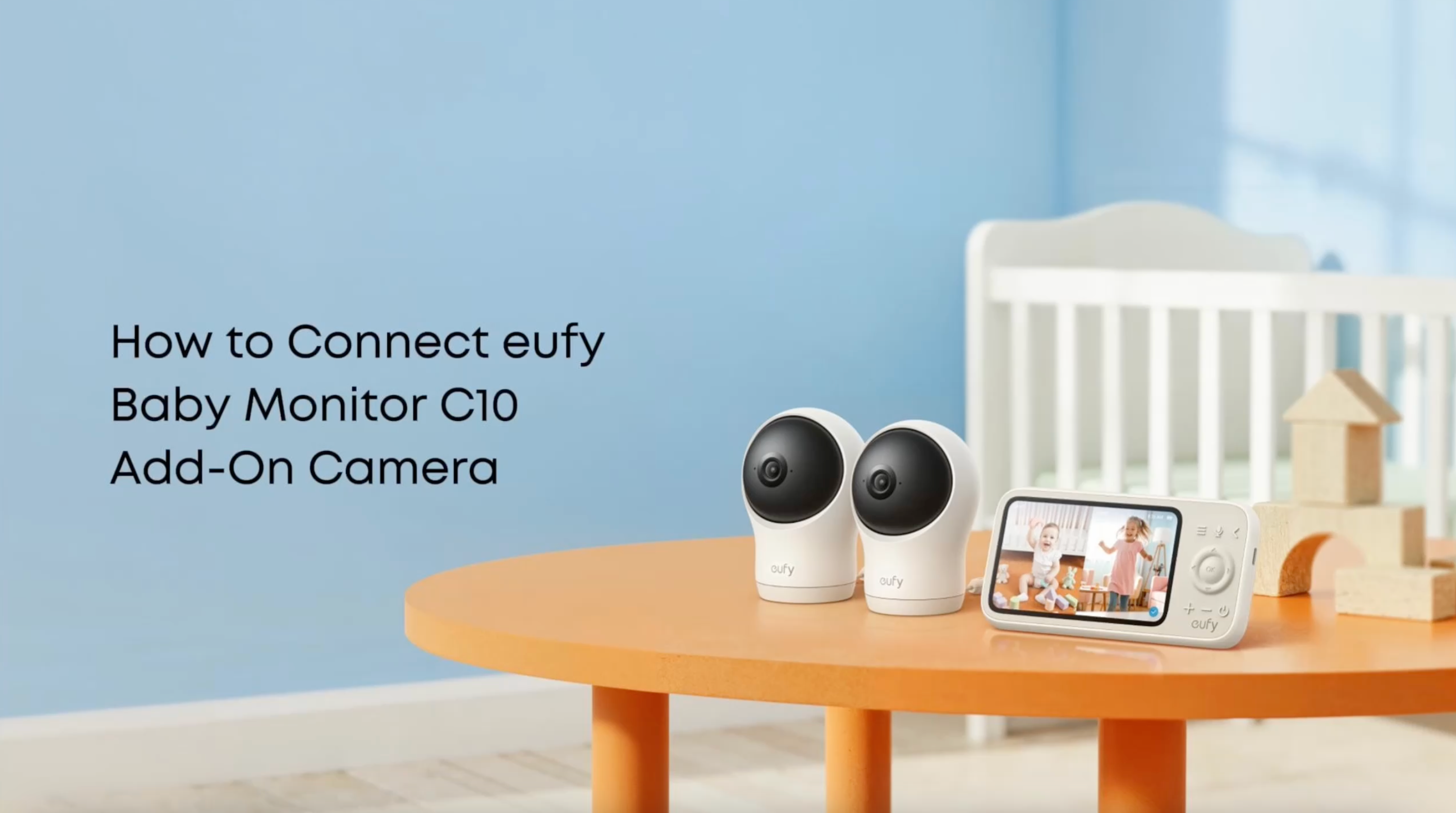 Eufy Babyfoon C10 met 2K HD camera, 4,5 inch display, zwenk