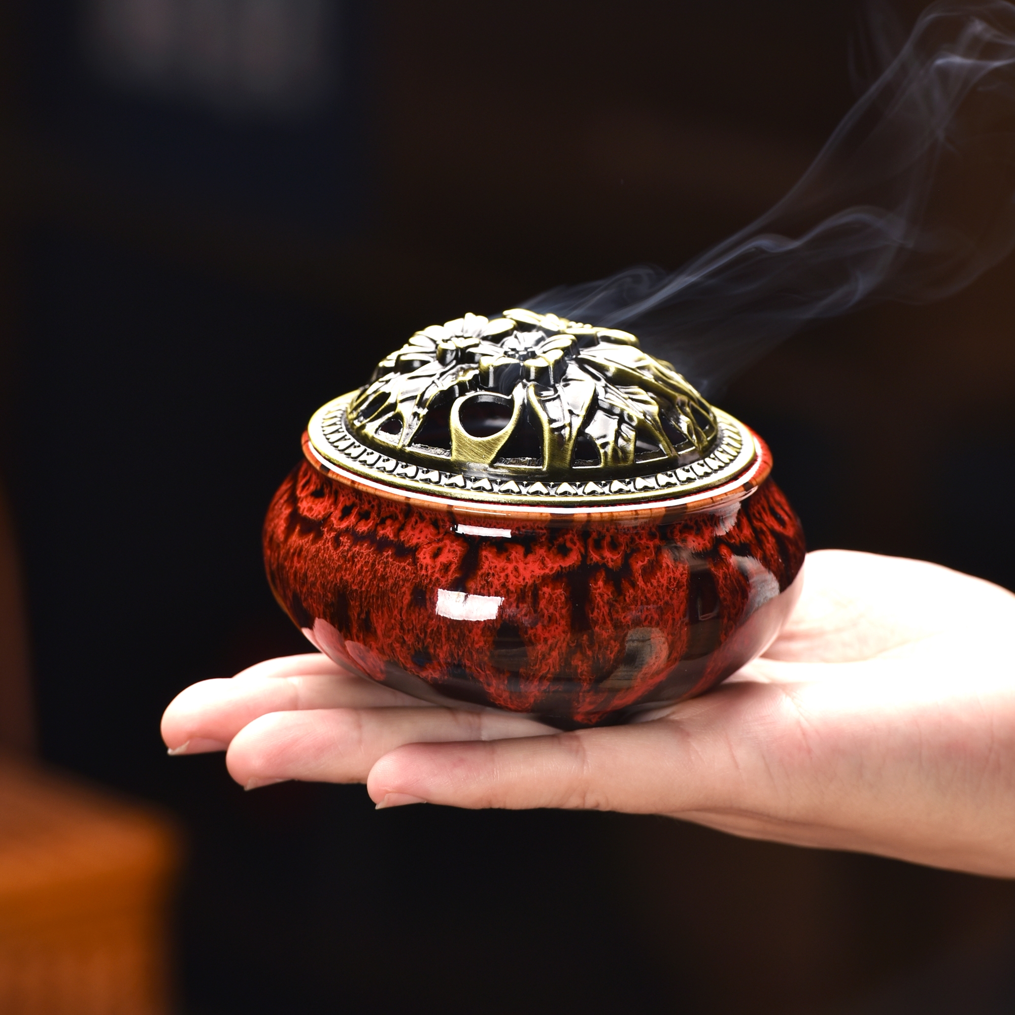 Watch Cone Incense Burner with Calabash Incense Stick Holder on