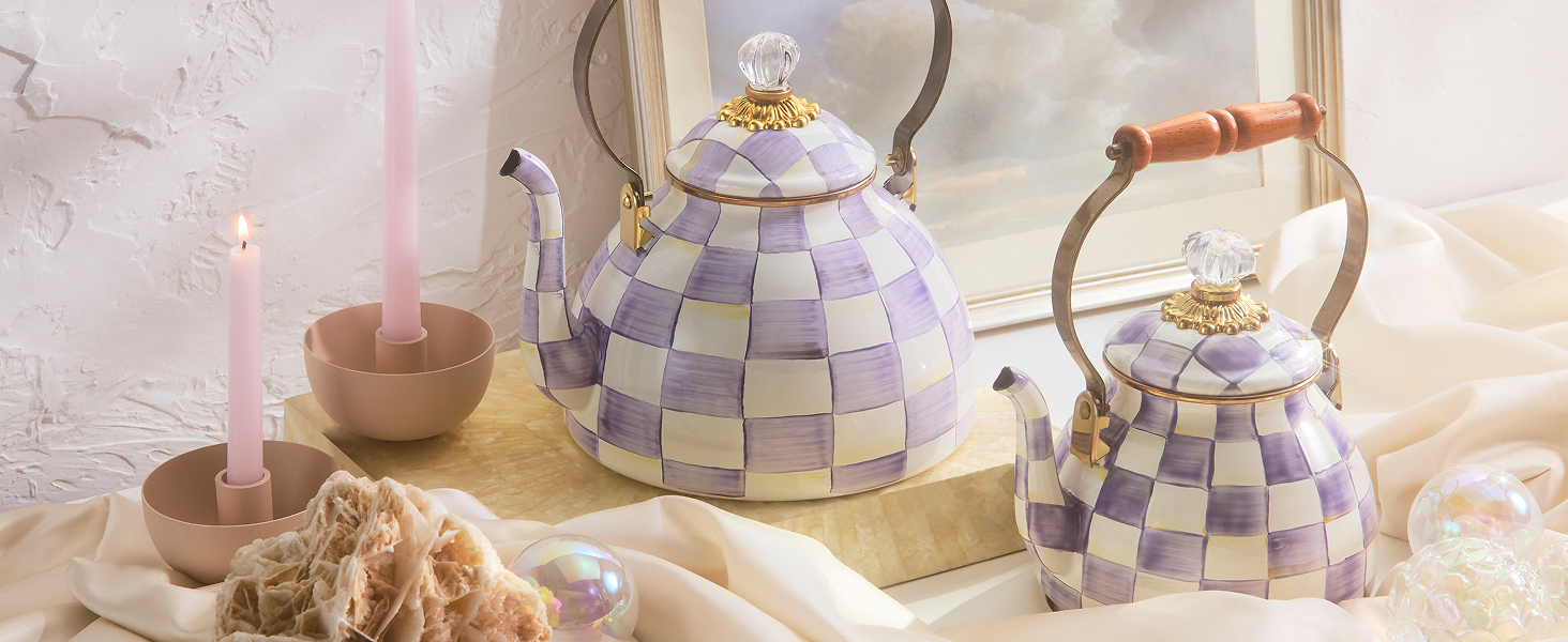 Amazon.com: MACKENZIE-CHILDS Enamel Whistling Tea Kettle