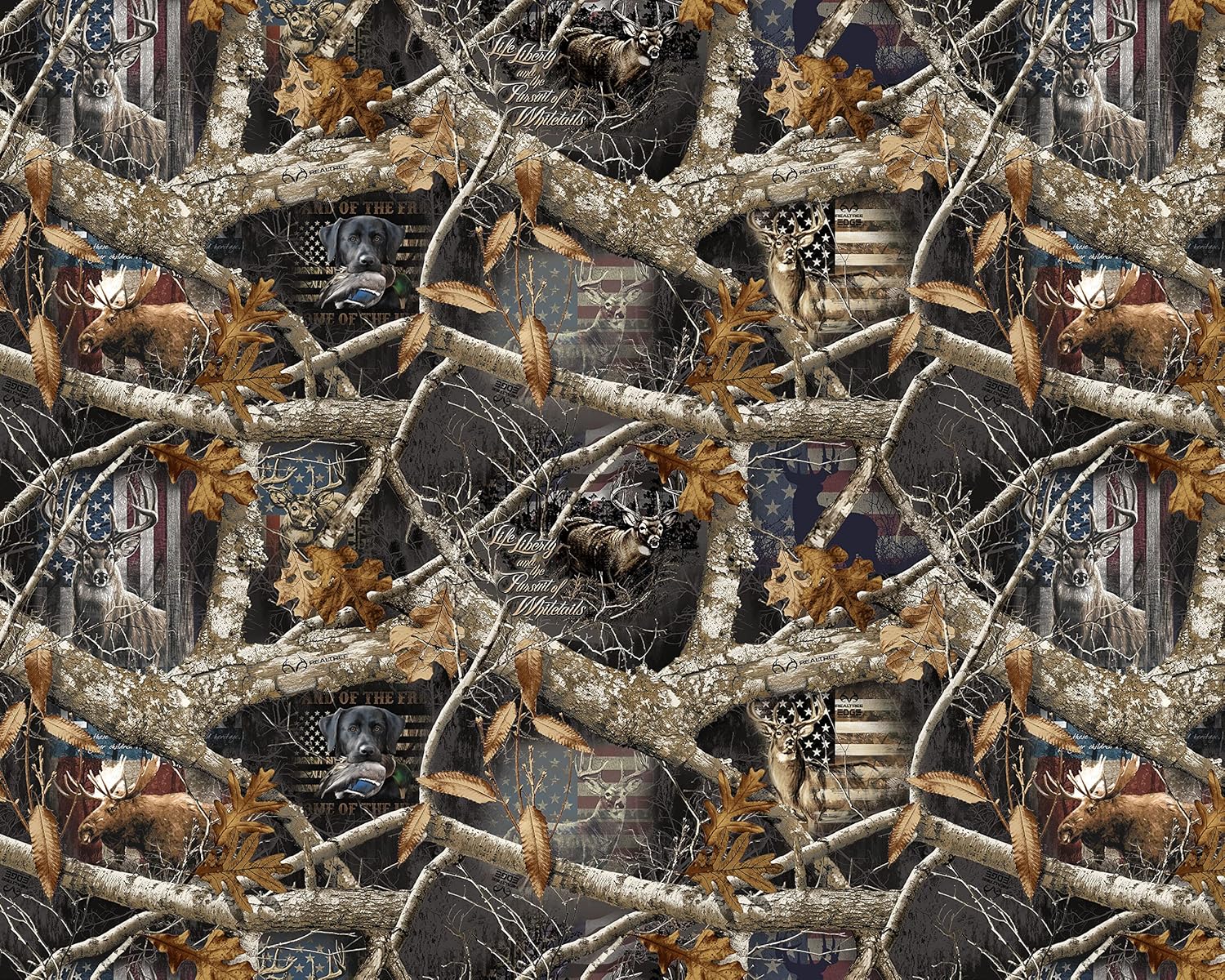 Realtree Cotton Fabric by Sykel-Licensed Realtree Edge Patriotic Scenic Cotton Fabric
