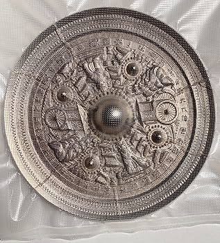 Amazon｜後漢時代 三角縁神人車馬画像鏡復元6.7寸 神鏡 白銅鏡