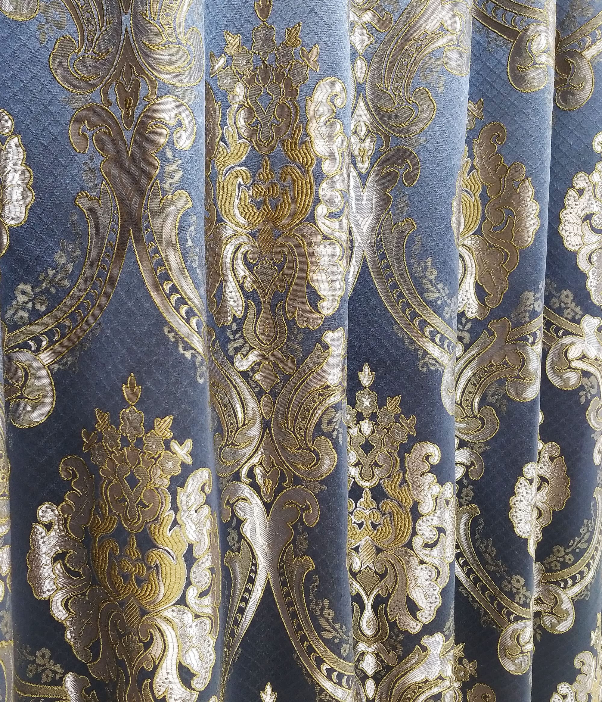 GOHD Golden Ocean Home Decor Luxe Love Lot de 2 Rideaux de fenêtre en Jacquard avec cantonnière attachée Gris foncé 137,2 cm de Large x 213,4 cm de Hauteur avec cantonnière de 45,7 cm