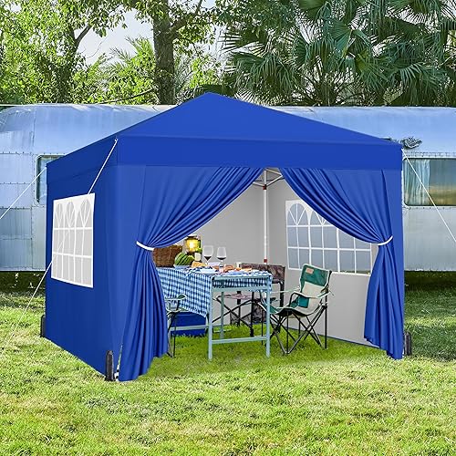 Miniatura 2 de Yaheetech Toldo desplegable de 10 x 10 pies con pared lateral, tienda de campaña instantánea resistente al aire libre, tienda de campaña portátil,