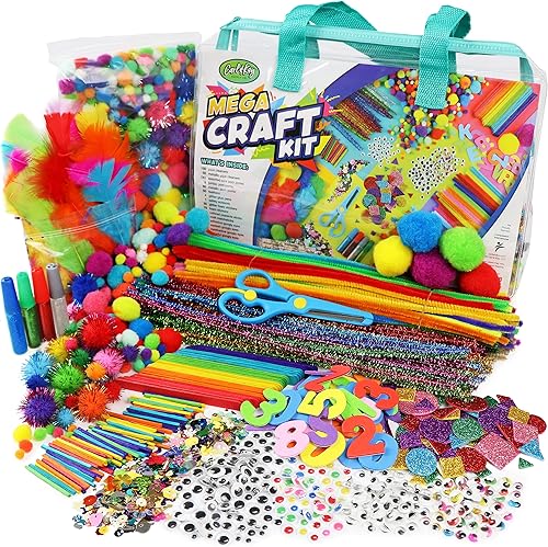 Mega Arts and Crafts Kit para niños de 4 a 8 años, suministros de arte para niños pequeños para preescolar, jardín de infantes, proyectos de escuela