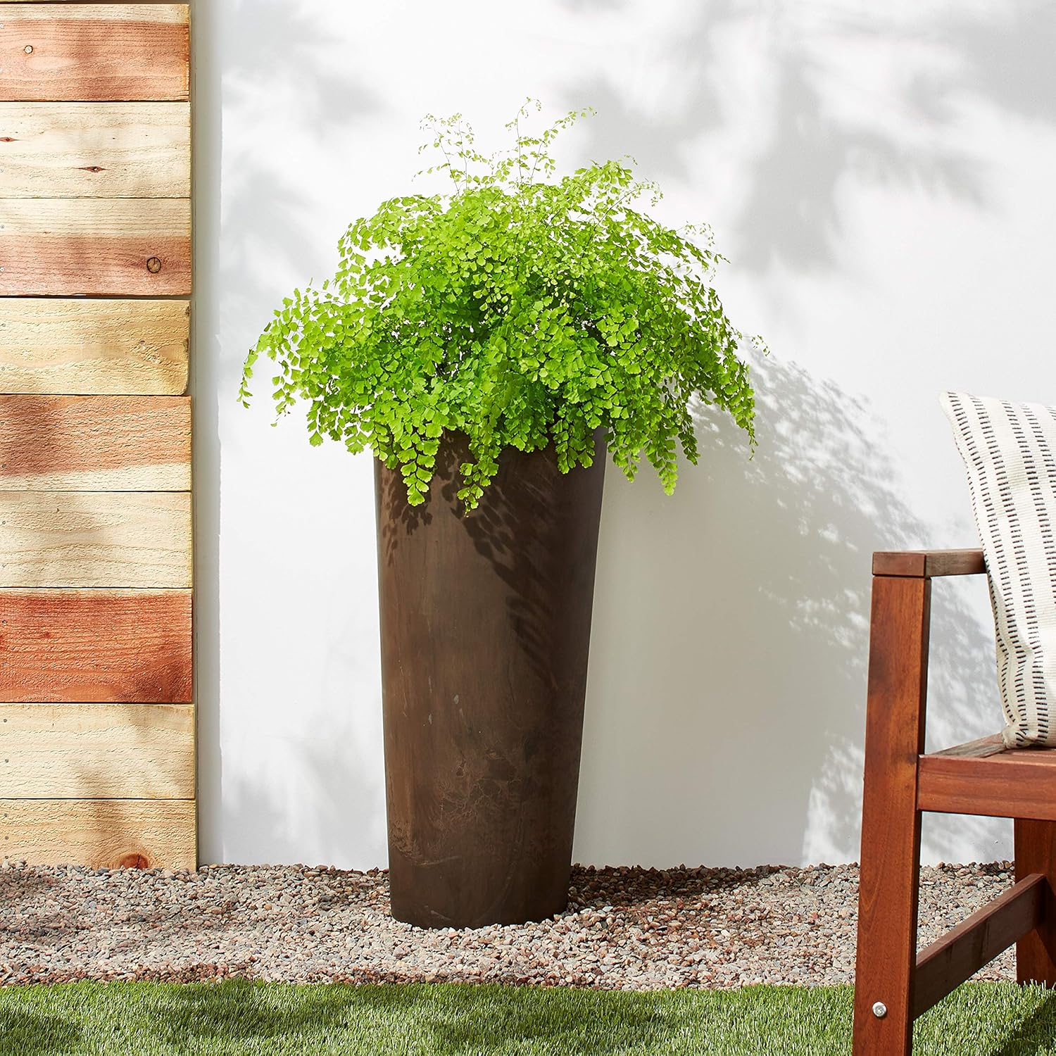 Arcadia Garden Products PSW S32CM Contempo Tall Round Planter, 13 by 28-Inch, Chocolate Brown Marble