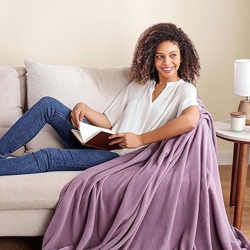 Miniatura 3 de Berkshire Blanket Manta de microforro polar para cama, color morado lavanda, ligera, suave y transpirable, manta de microforro polar para viajes,