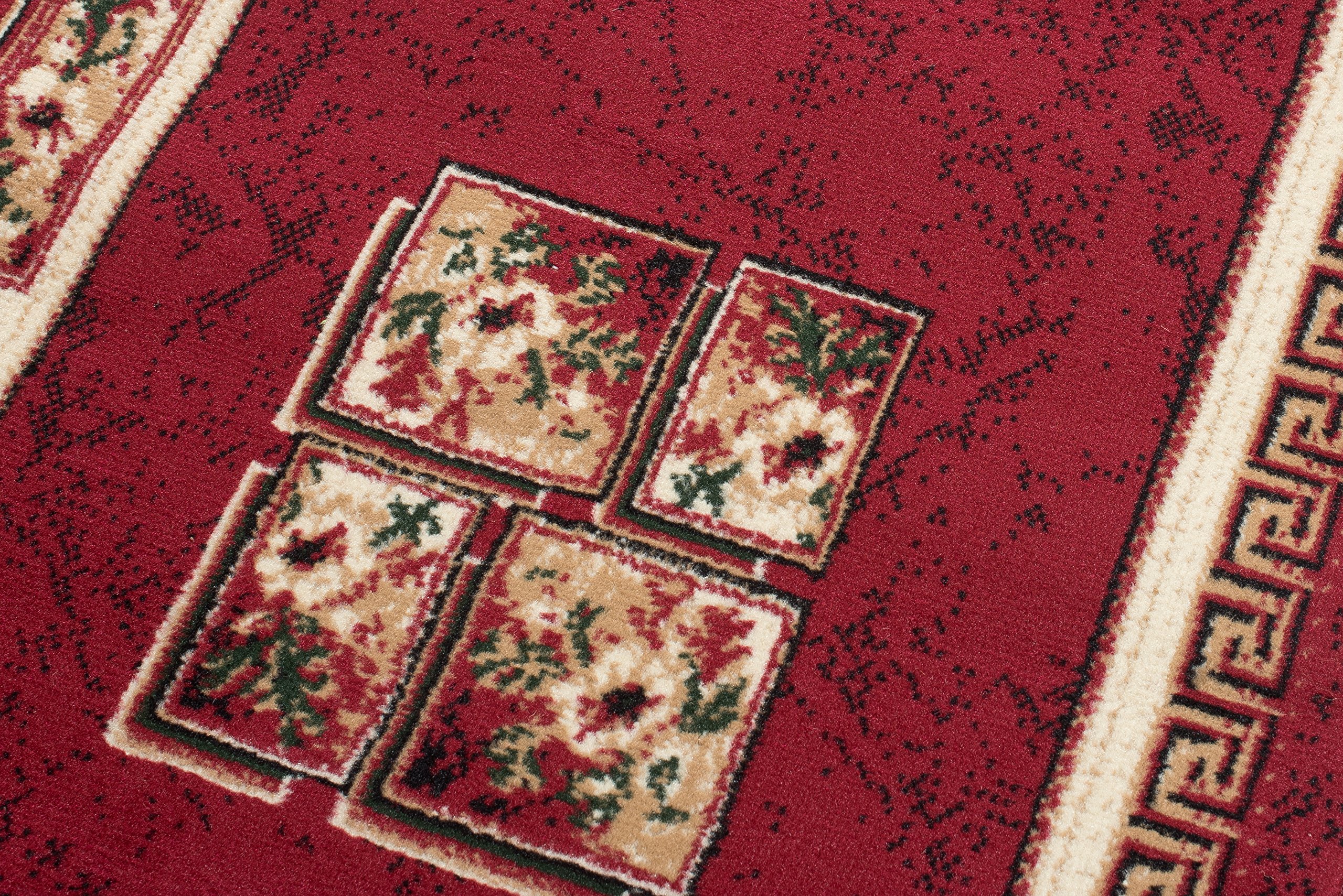 Carpeto Tappeto Corridoio Classico - Motivo Floreale - Pelo Corto - Collezione Verona - Rosso - 70 x 200 cm
