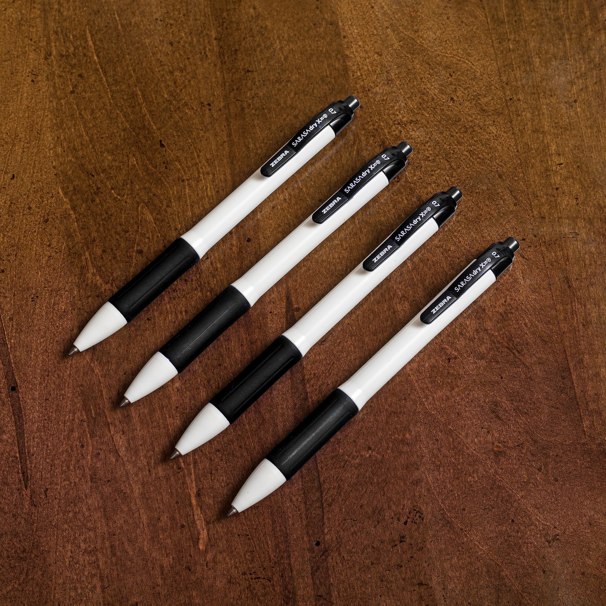 Zebra Pen Sarasa Dry X20+, penna gel retrattile, fusto in plastica con protezione additiva, punta media, 0,7 mm, inchiostro nero, confezione da 12 pezzi