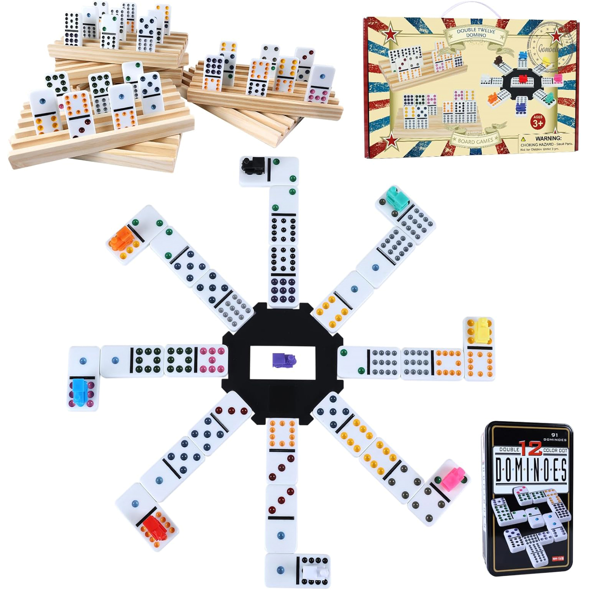 Regal Games – Dominó De Tren Mexicano Doble De Alta Calidad En Lata De Coleccionista Para 2 8 Jugadores