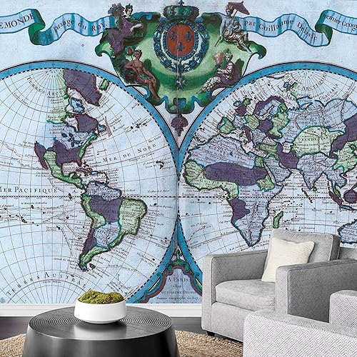 Miniatura 54 de wall26 Adhesivo de pared extraíble/mural de pared vintage, retro, mapa de globo del mundo, ilustraciones internacionales, arte moderno, paisaje