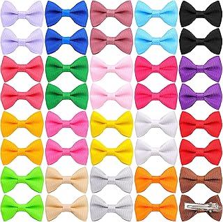 40PCS Christmas Dog Bows Cute Puppy Dog Small Bowknot Hair Bows with Clips Bands Small Dog Hair Bowknot Pet Hair Accessories Pet Grooming Accessories for Party Christmas Birthday