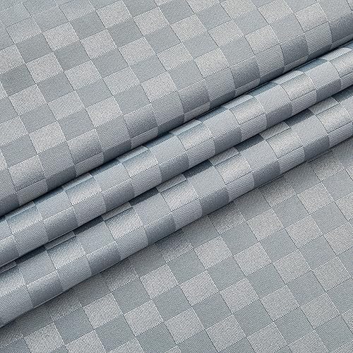 Miniatura 5 de Furlinic Cortina de ducha a cuadros sin gancho con forro de tela a presión, cortinas de baño con textura de panal con ventana superior transparente,