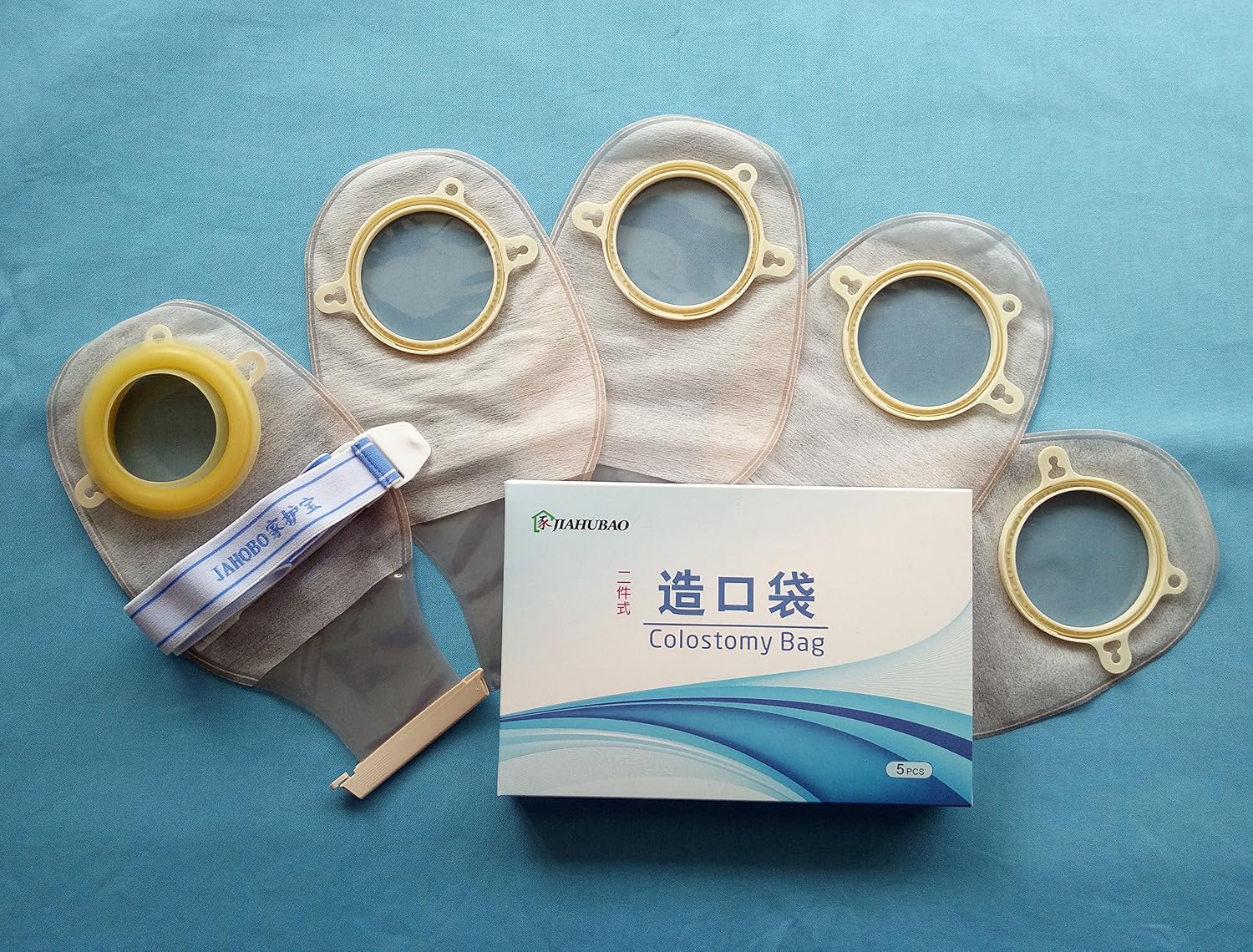5PCS Drainable Colostomy Bags Ostomy Pouches with Belt and Clamps - 2 Piece System (Ostomy Sizes(0-28MM))
