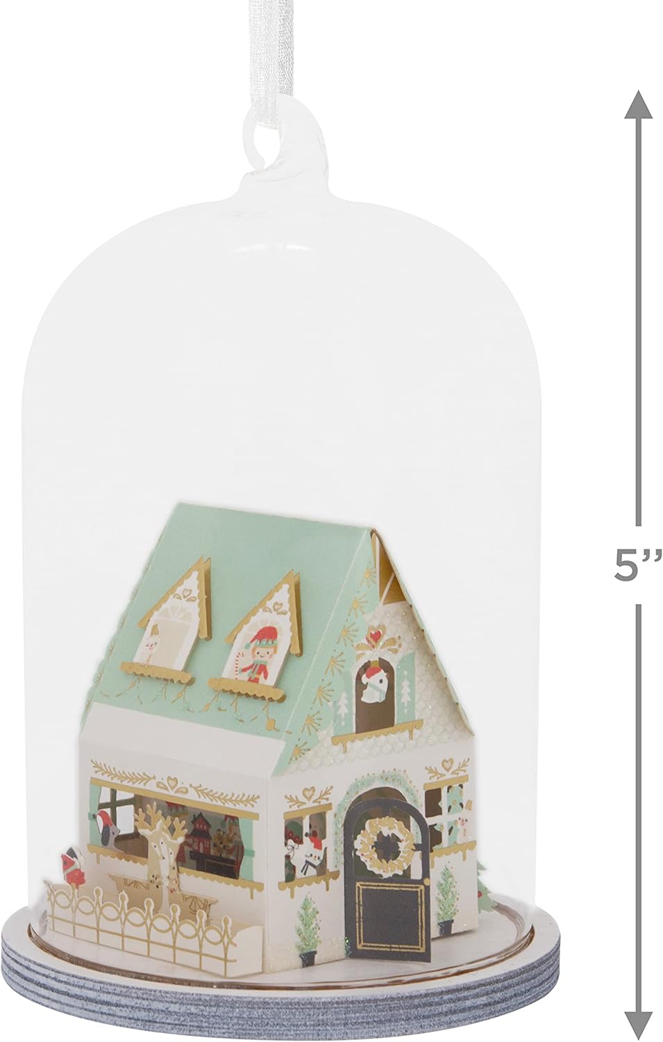 Hallmark Signature Paper Wonder Glass Cloche Santa's House Christmas Ornament