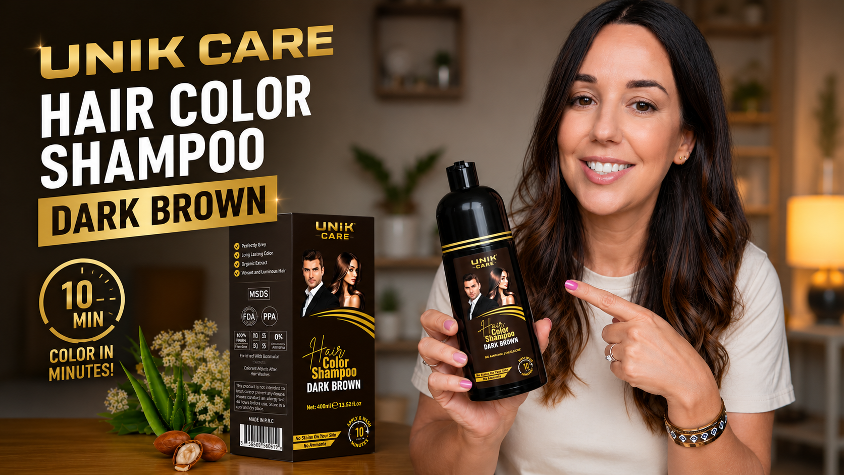 Amazon.com : UNIK Care Dark Brown Hair Dye Shampoo 400ml – 3 in 1