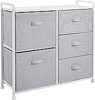 Amazon Basics 5-Drawer Fabric Storage Organizer for Bedroom Closet - White Clothes Drawer Unit
