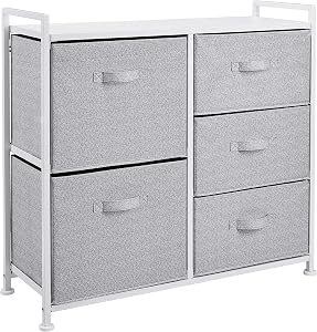 Amazon Basics Fabric 5-Drawer Storage Organizer Unit for Closet, White