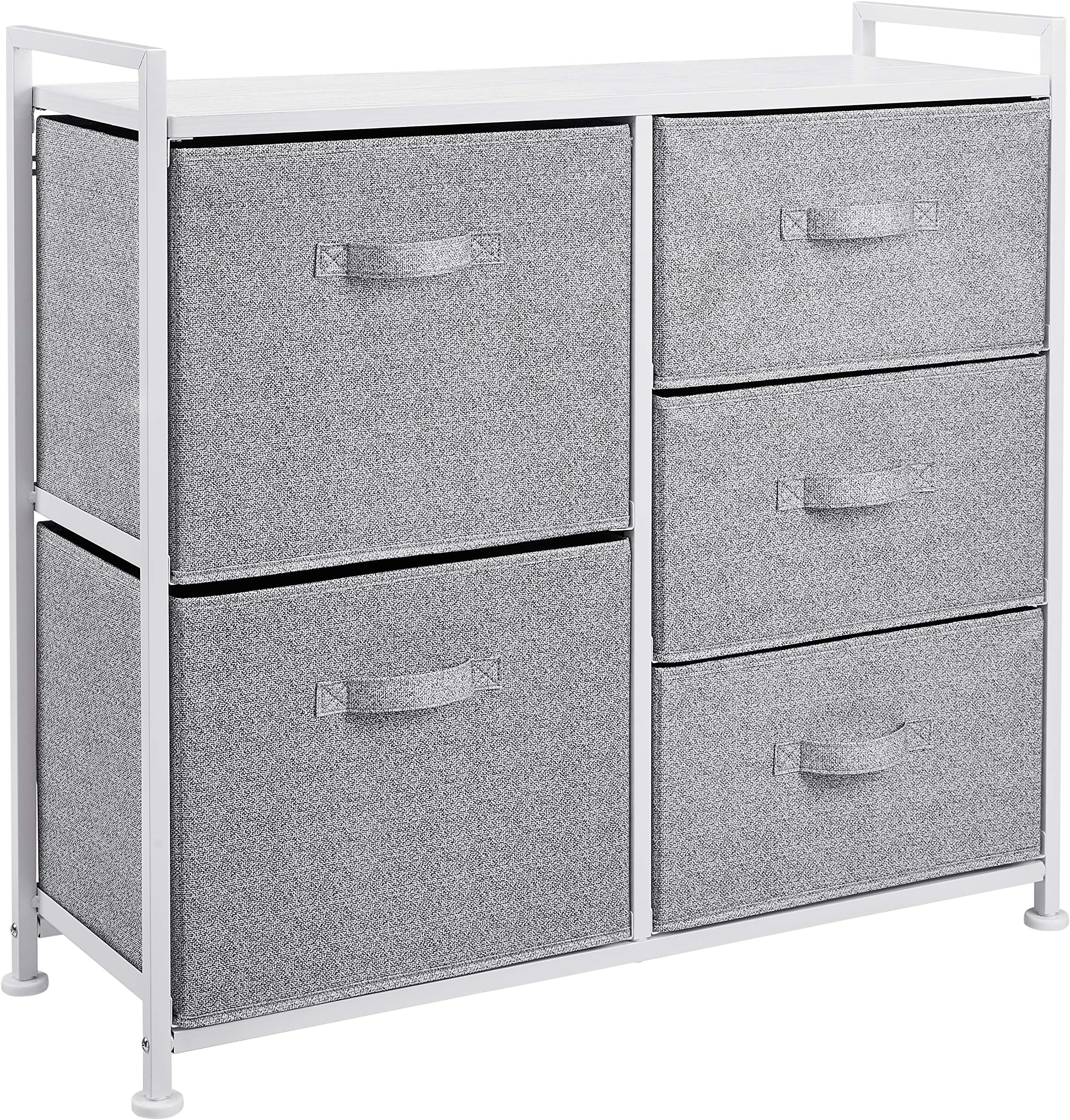 Amazon Basics Fabric 5-Drawer Storage Organizer Unit for Closet, White