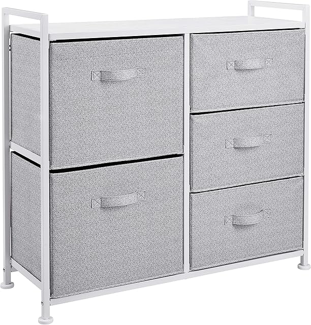 Amazon Basics Fabric 5-Drawer Storage Organizer Unit for Closet, White