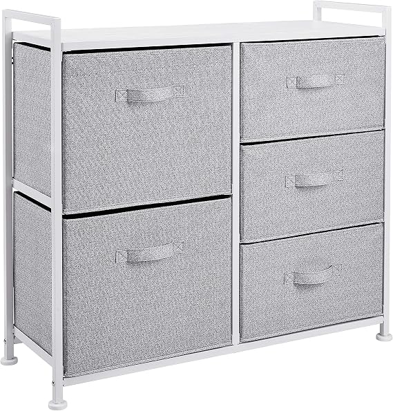 Amazon Basics Fabric 5Drawer Storage Organizer Unit for Closet, White