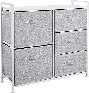 Amazon Basics Closet Organizer Drawers with 5-Fabric Storage Units, White