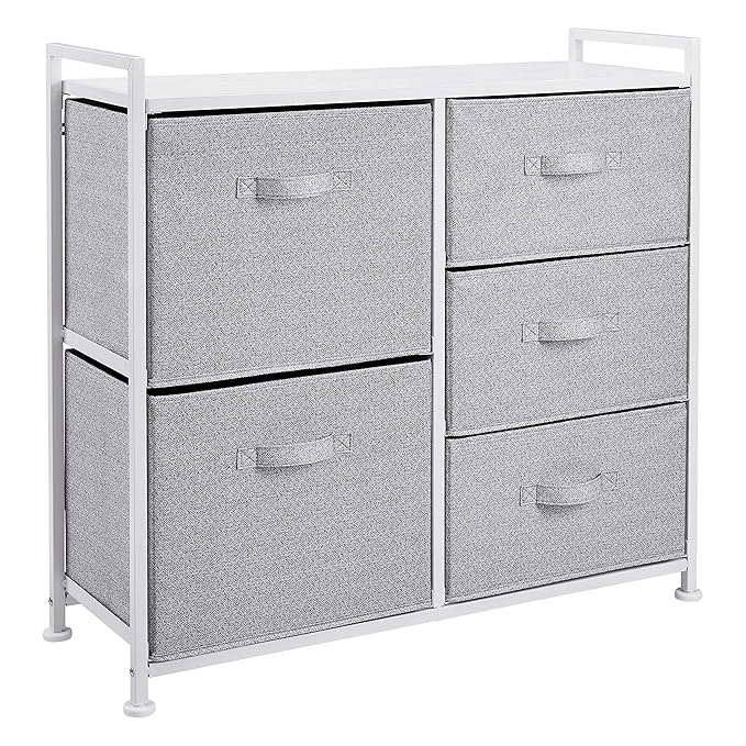 AmazonBasics Fabric 5Drawer Storage Organizer Unit for Closet, White
