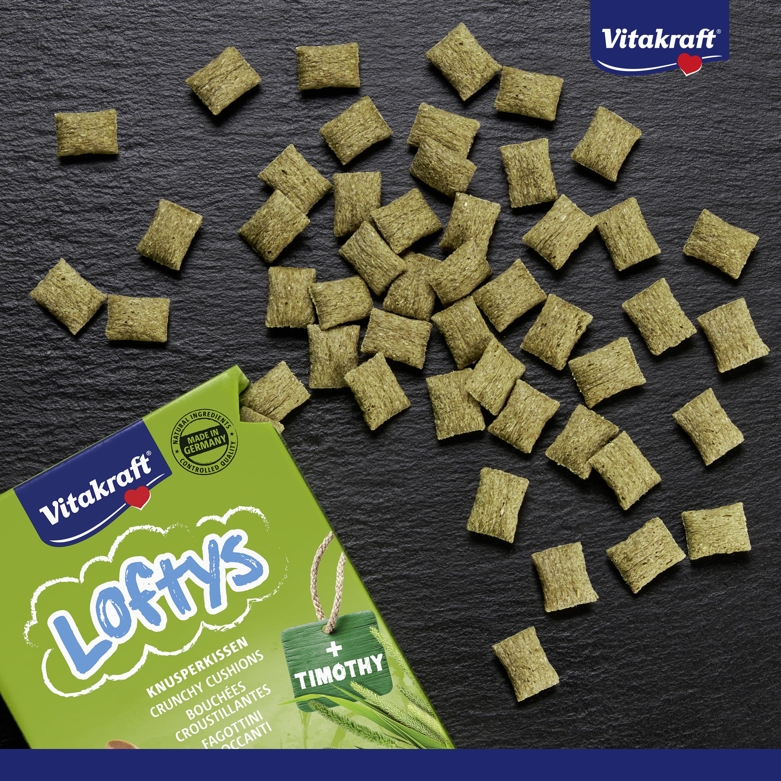 VITAKRAFT- Loftys, Friandises Croustillantes Pour Rongeurs, Snack Pour Rongeurs, À L’Avoine Et Au Foin De Fléole Des Prés, Sans Ajout De Sucre (10X100G)