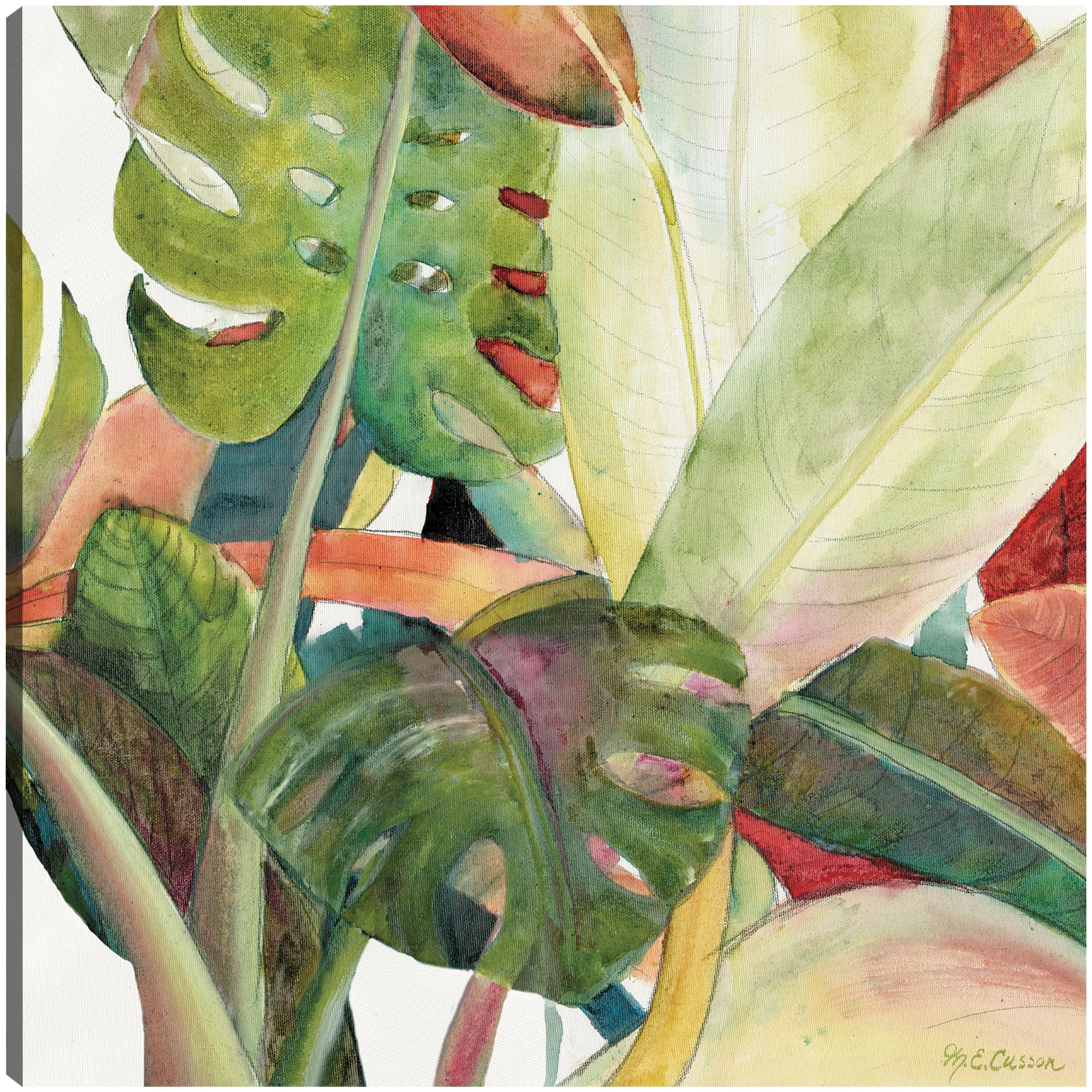 Fine Art Canvas Tropical Lush Garden square I Canvas Wall Decor by Artist Marie Elaine Cusson for Living