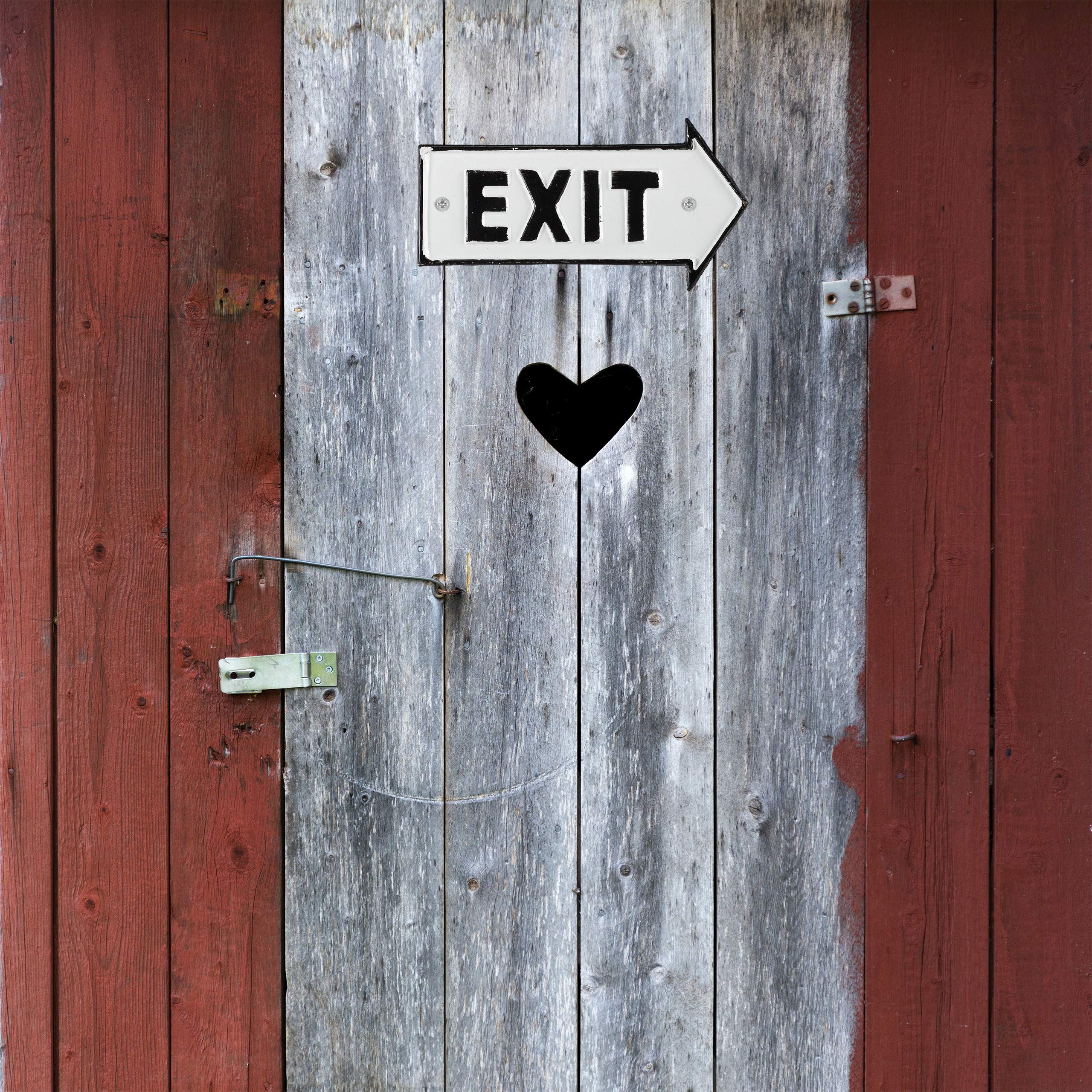 5 Placas Exit, Letreros Decorativos Pared y Puerta, Retro, Flechas Derecha, Señaléticas, Hierro Fundido, Blanco y Negro