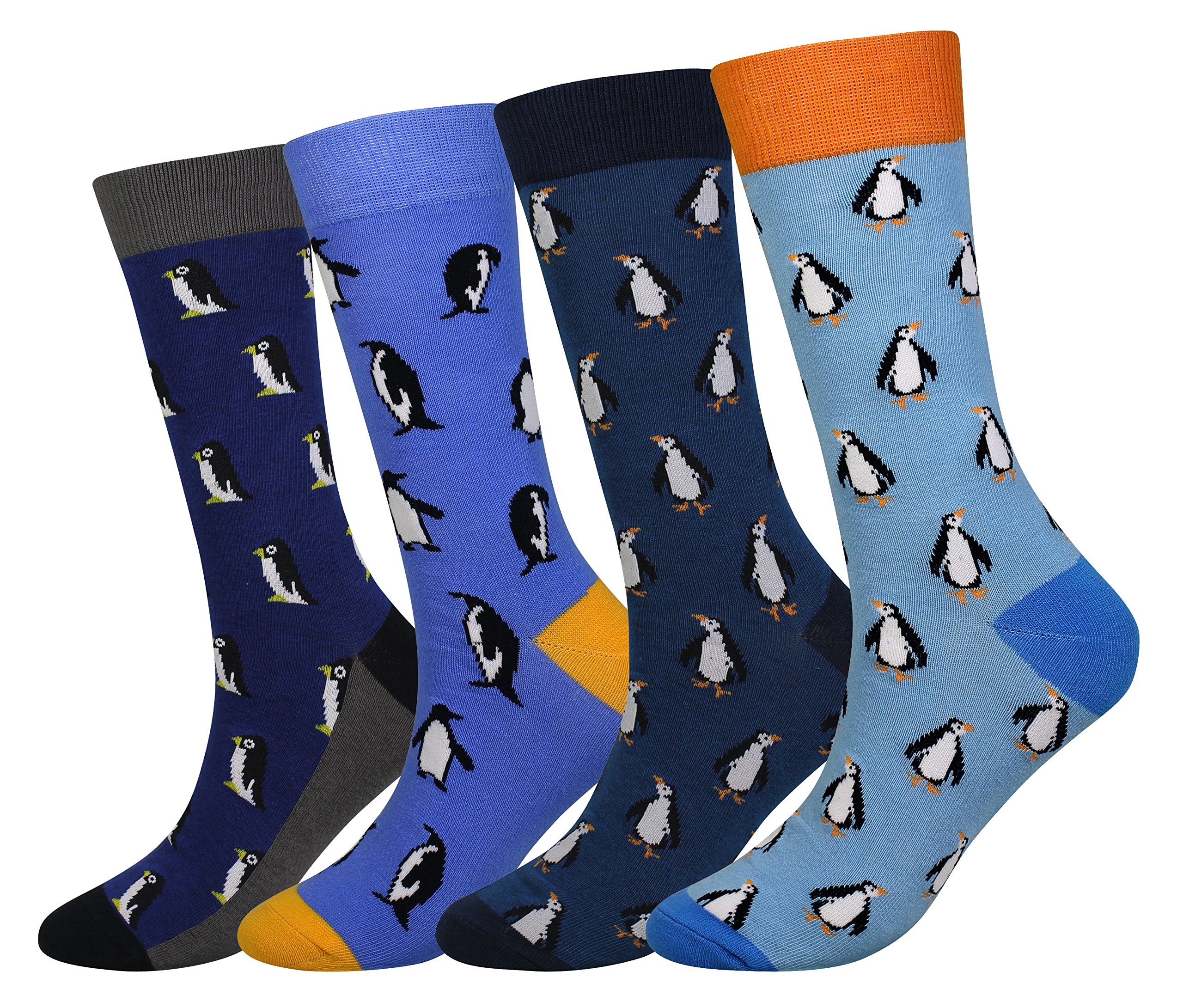 Cansok Men's EUR 42-46 Penguin Socks Gift Crazy Novelty Dress Crew Calf Socks (Penguin)
