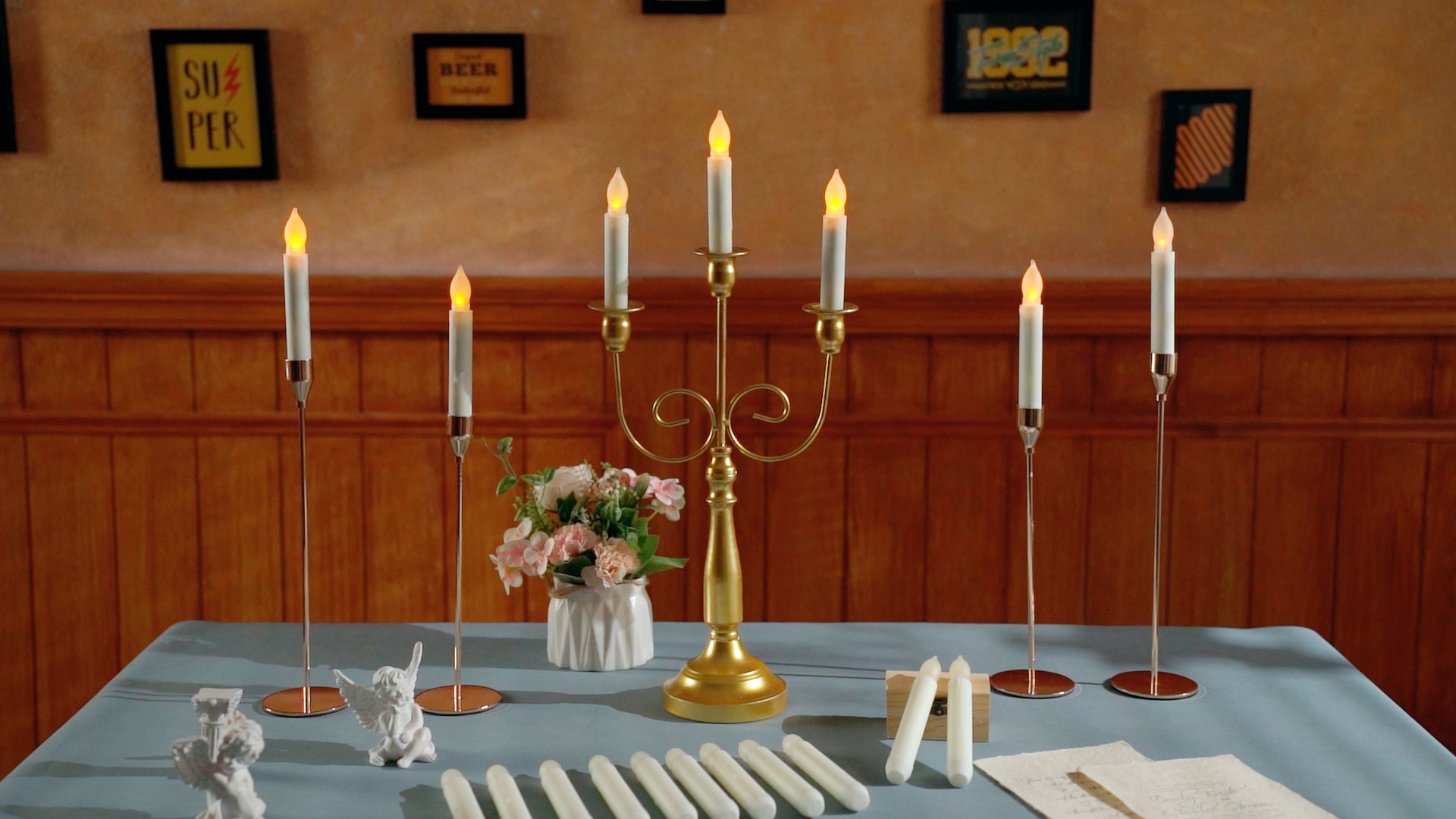Image of Macarrie 108 Pieces Flameless LED Taper Candles Battery Operated Candles, Flickering Light Electric Handheld Candlesticks, Halloween Christmas Church Party Weddings Decoration(Black, Warm White Light)