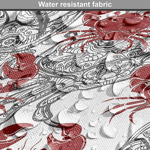 Miniatura 6 de Ambesonne Tela de cangrejos por The Yard, ilustración temática de animales marinos de cangrejos sobre fondo blanco, impresión artística, tela