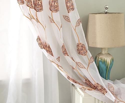 Miniatura 5 de Panel de cortina individual con bolsillo para barra bordado, 54 x 84 pulgadas, con cenefa adjunta, 54 x 84 pulgadas