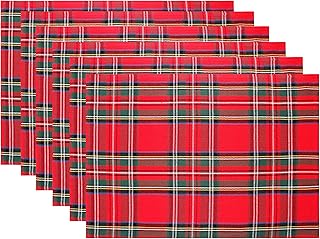 COTTON CRAFT Christmas Placemats - Set of 6 Xmas Tartan Plaid Festive Ta...