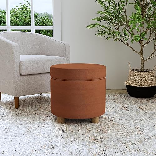 Miniatura 2 de HomePop Decoración del hogar  Otomana redonda tapizada de almacenamiento  Otomana con almacenamiento para sala de estar y dormitorio, terciopelo