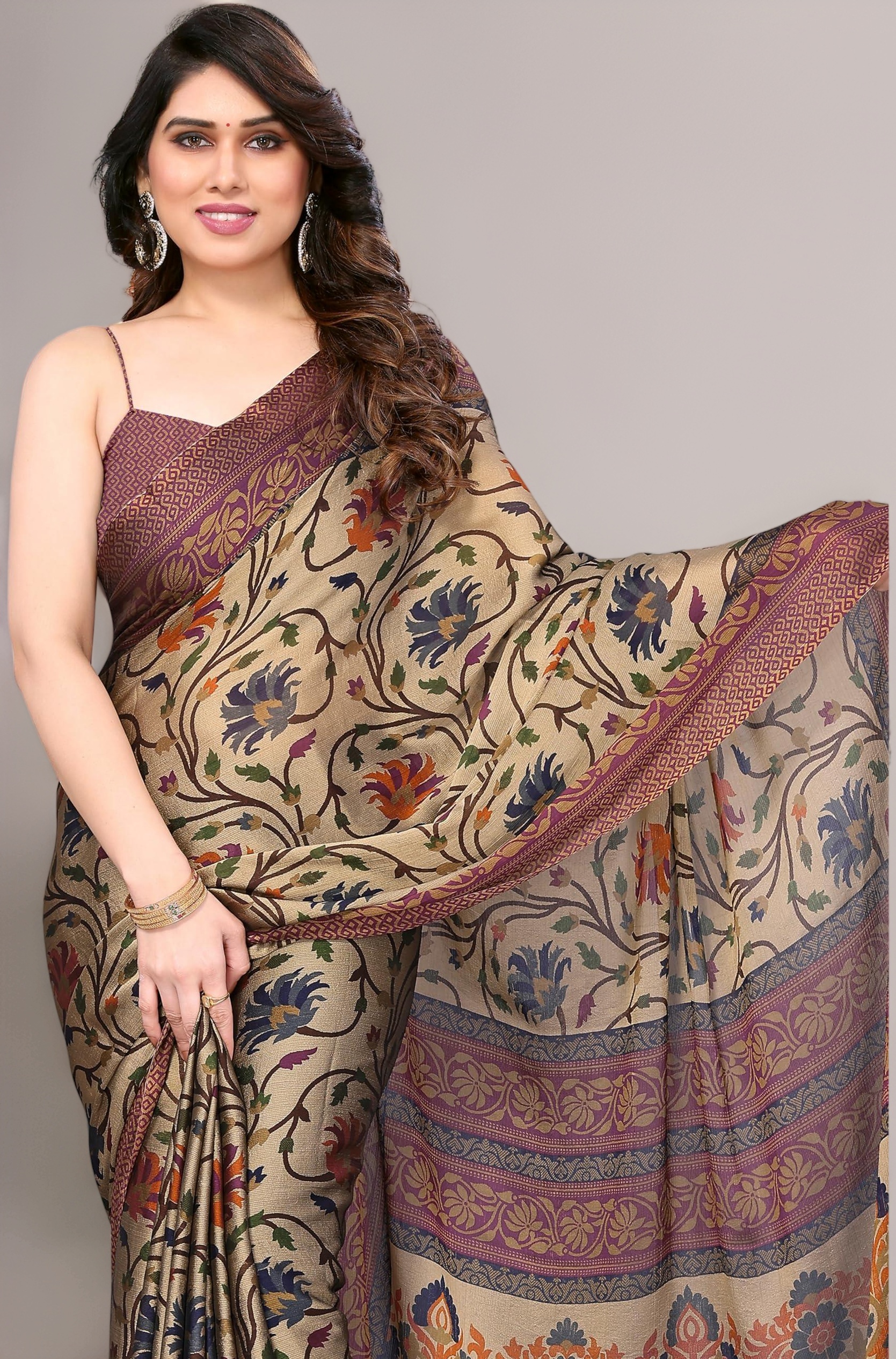 MIRCHI FASHION Women's Chiffon Floral Printed Saree with Blouse Piece