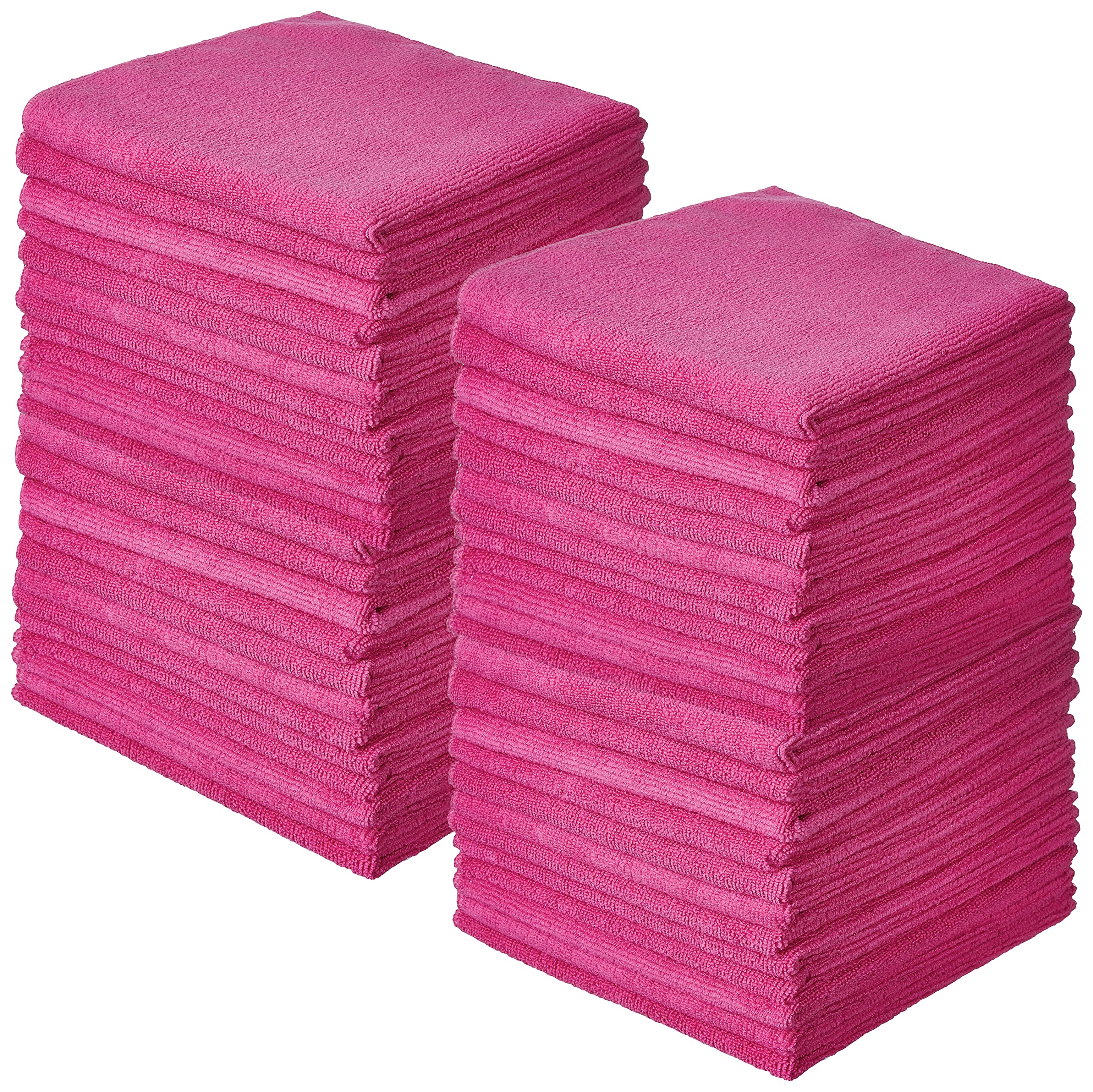 Amazon Brand - Presto! Thick Microfibre Cleaning Cloth, 40 x 40 cm, 330 GSM, Set of 48, Pink