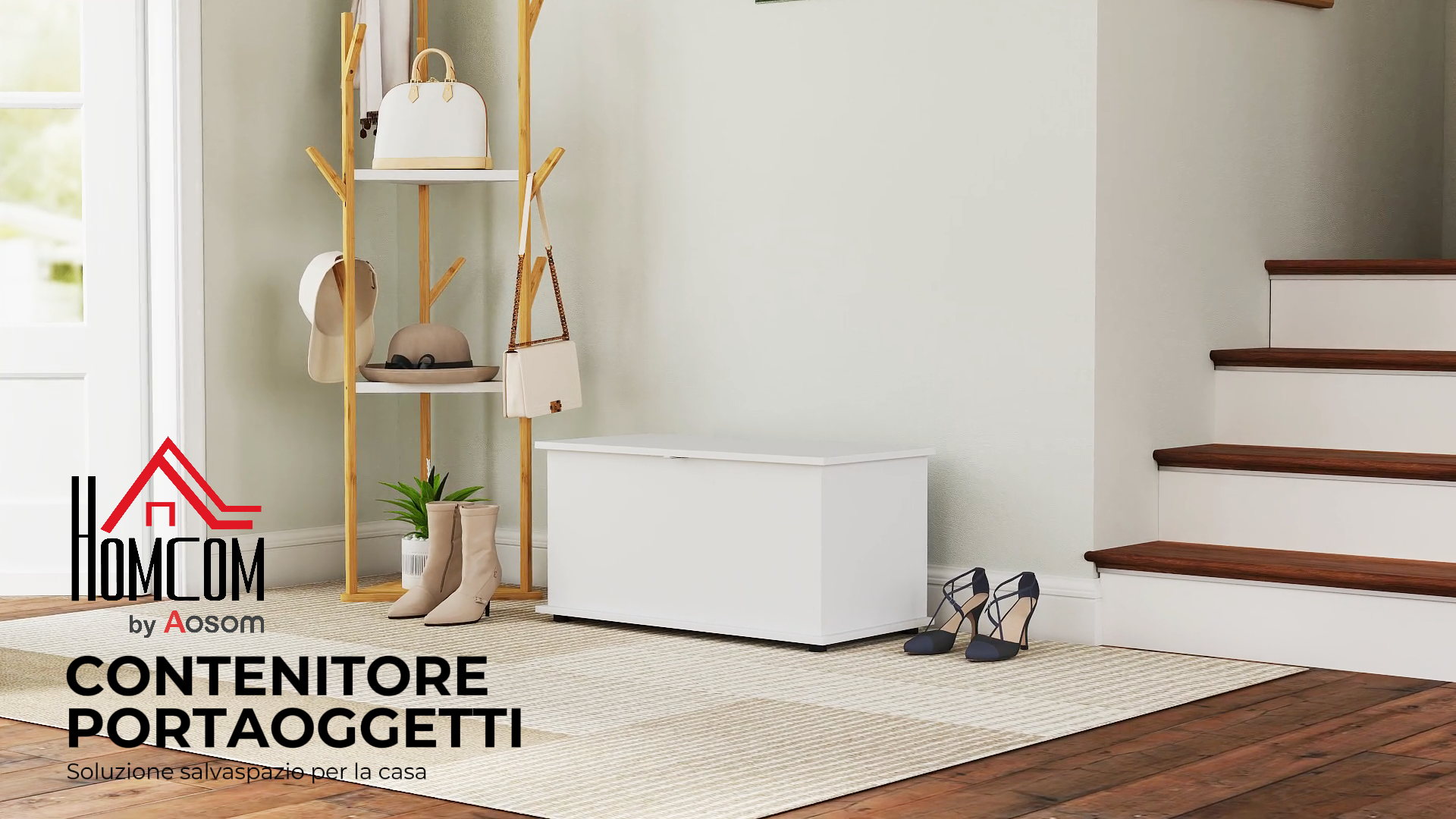 Cassapanca HOMCOM In Legno - Bianco, 80x40x40 Cm, Con Cerniera Di Sicurezza - Foto 6