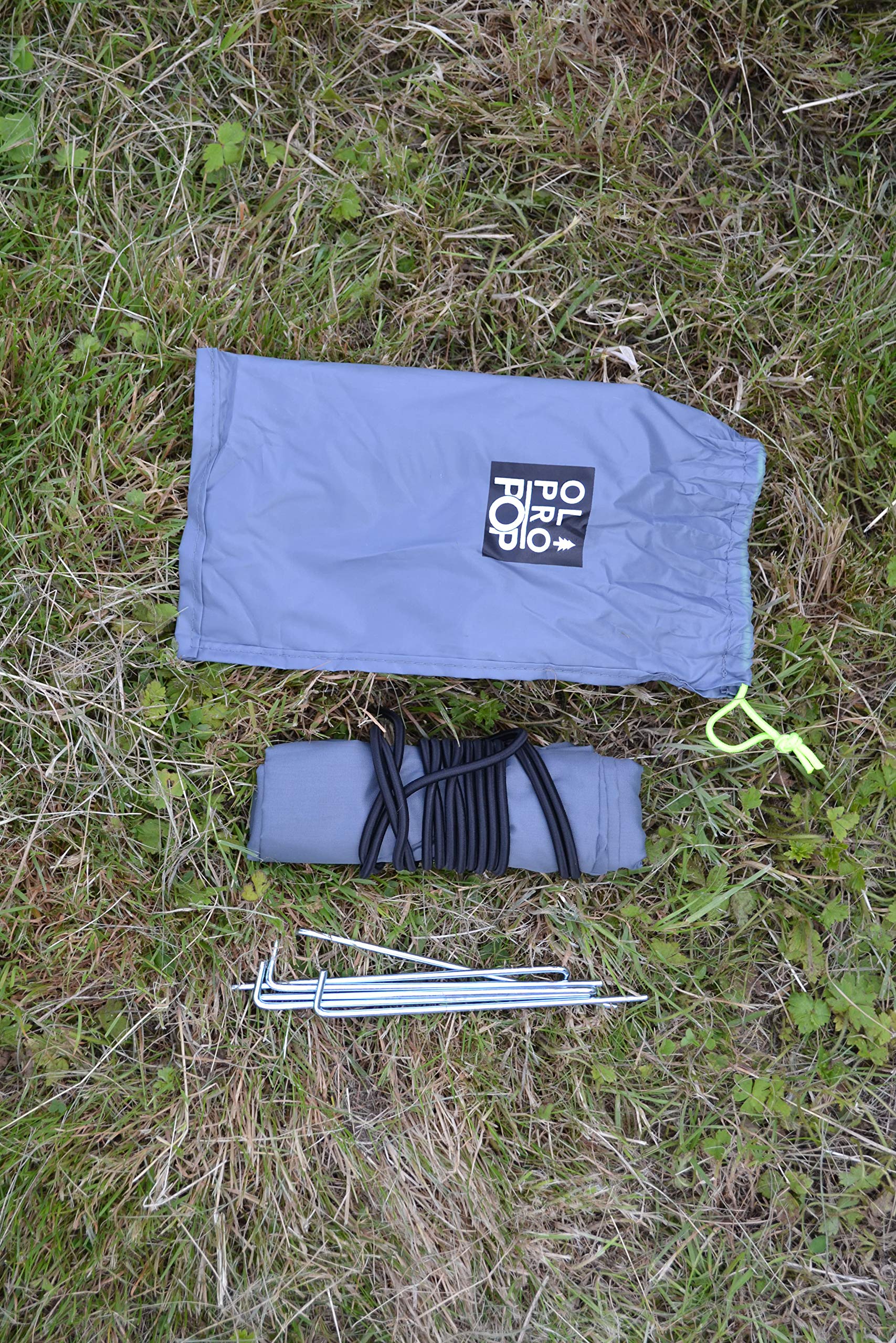 OLPRO Luifelrok & tochtstopper voor kleine campers, 36 cm x 174 cm, grijs, voor campers, caravanrok, luifel, past tussen de wielen van de camper om koude wind te voorkomen, met opbergtas