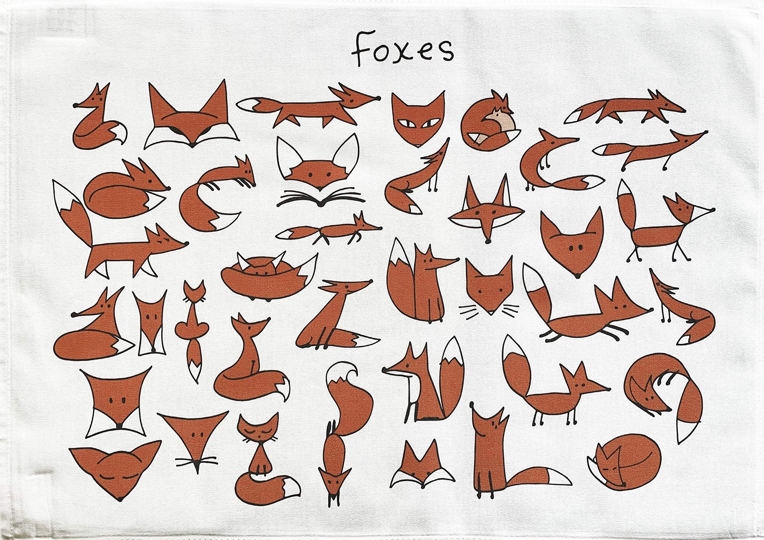 Half A Donkey White The Foxes - Large Cotton Tea Towel