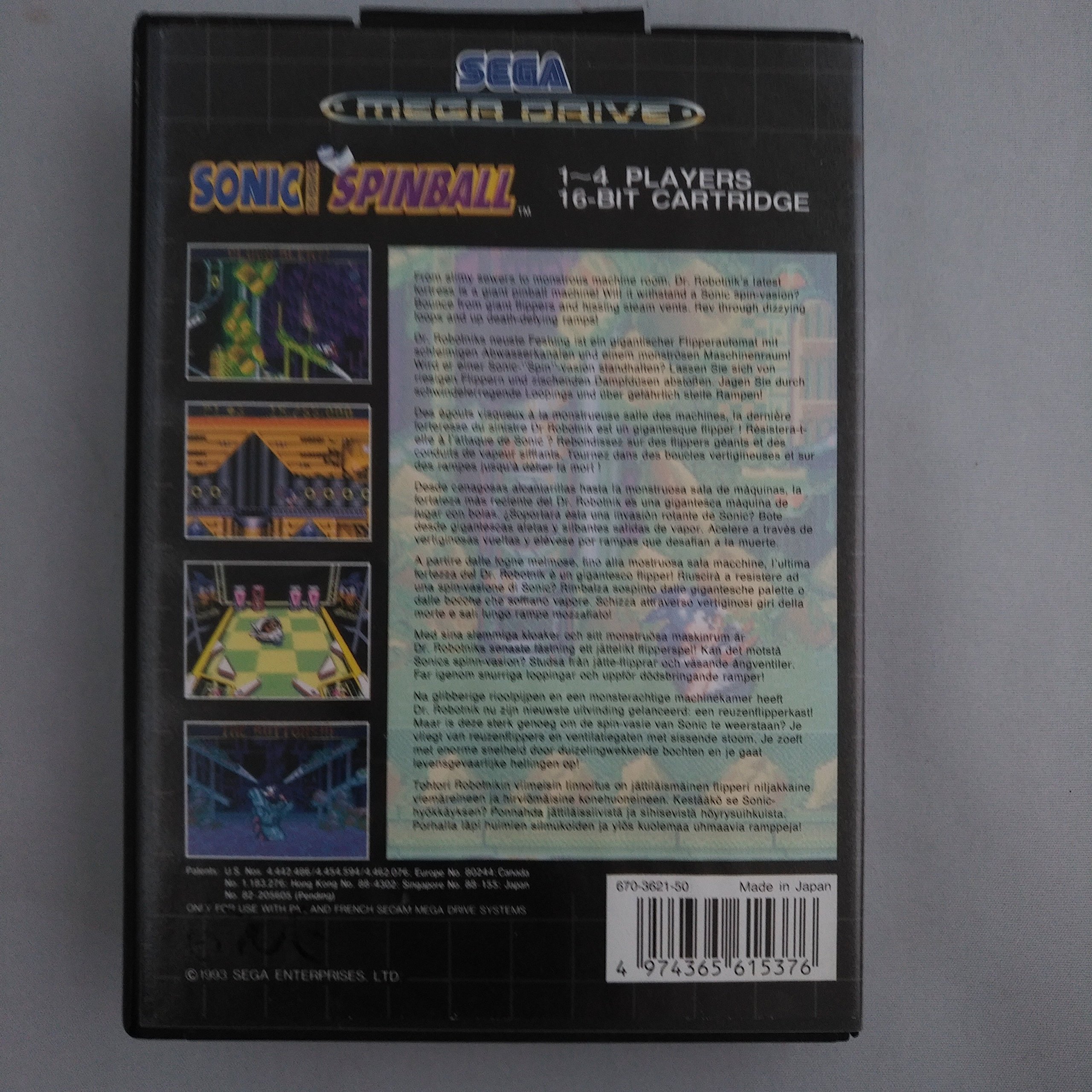 Jeu Sonic Spinball Sur Sega Megadrive - En Boîte - Sans Notice - État Correct