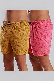 FREECULTR Men's Modal Boxer Shorts (Pack of 2) (FC-PRNT-BXR-YLW-PNK-02_M_Yellow & Pink_M)