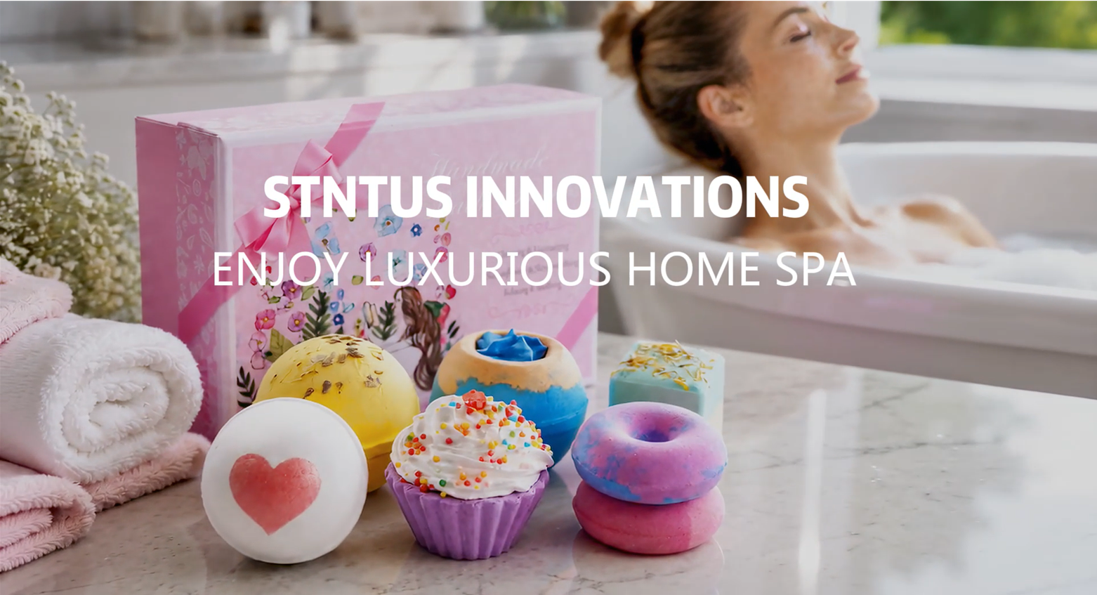 STNTUS INNOVATIONS 7 Natural Bath Bombs for Women, Spa Bubble