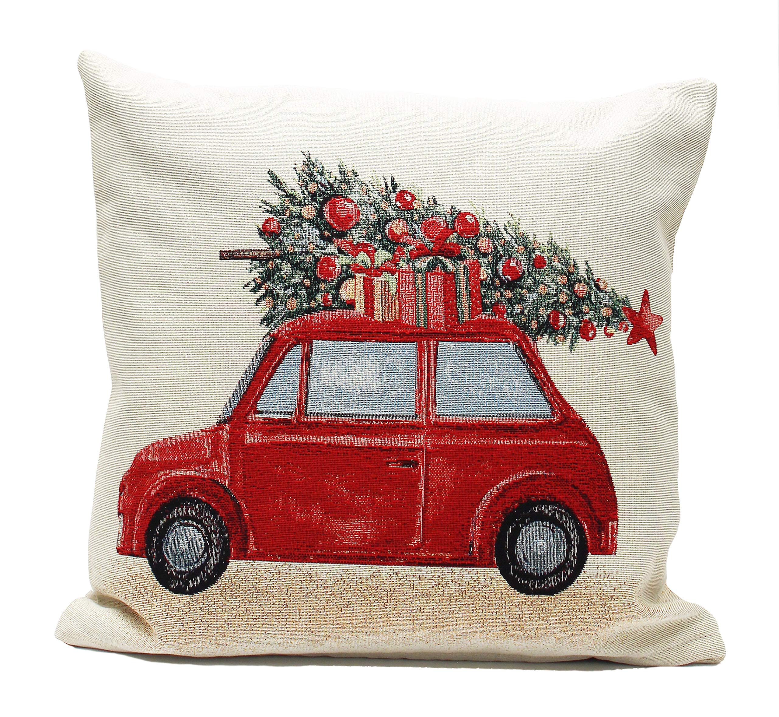 Peggy Wilkins Driving Home Christmas Tapestry Cushion - 45cm x 45cm