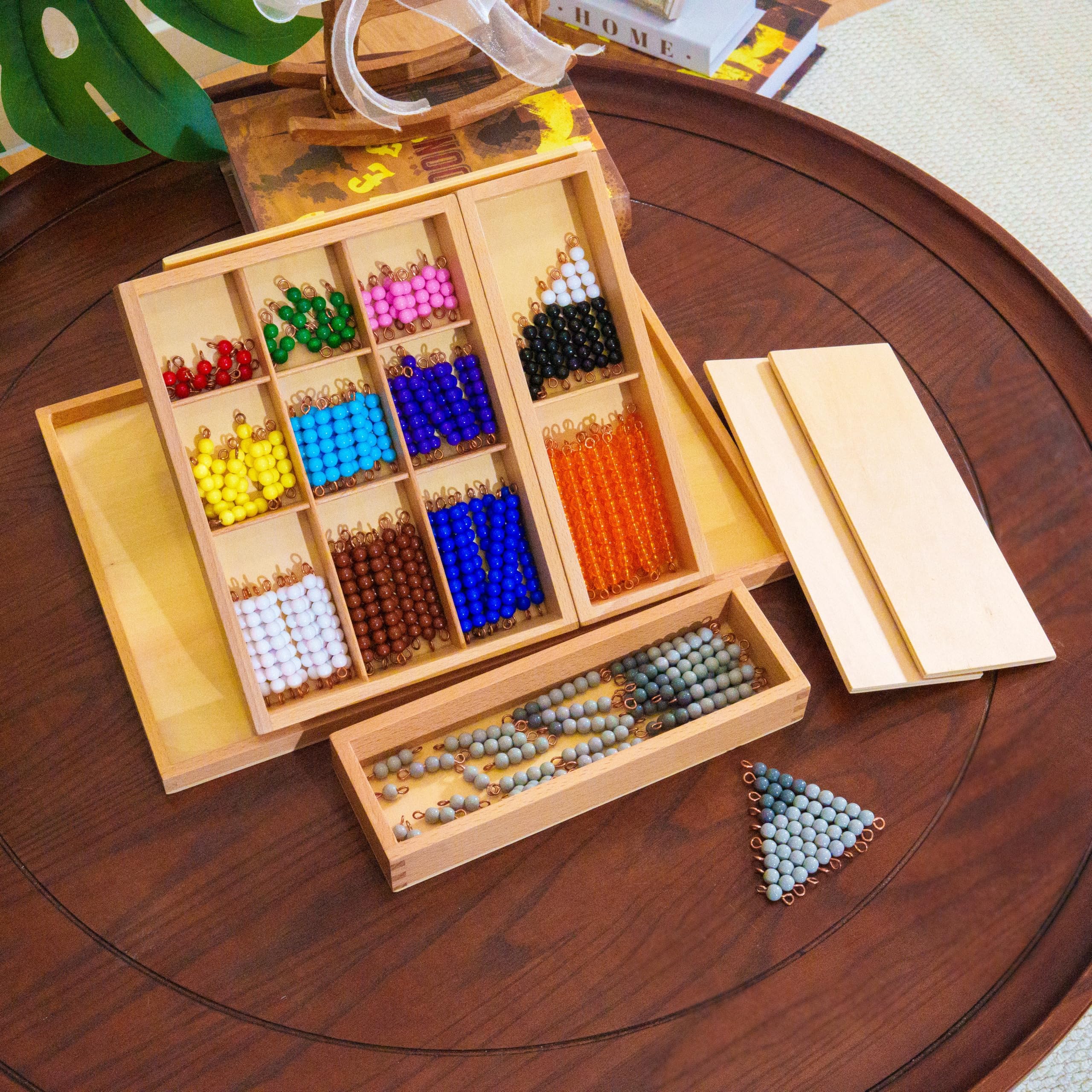 Premium Montessori Mathematik-Set 3 – 12-in-1 Komplettset für 3-12 Jahre mit Stempelspiel, Perlenbrettern, Schlangenspielen & Uhr, Mathe-Material für Homeschool & Klassenzimmer (Math Series Kit 3)