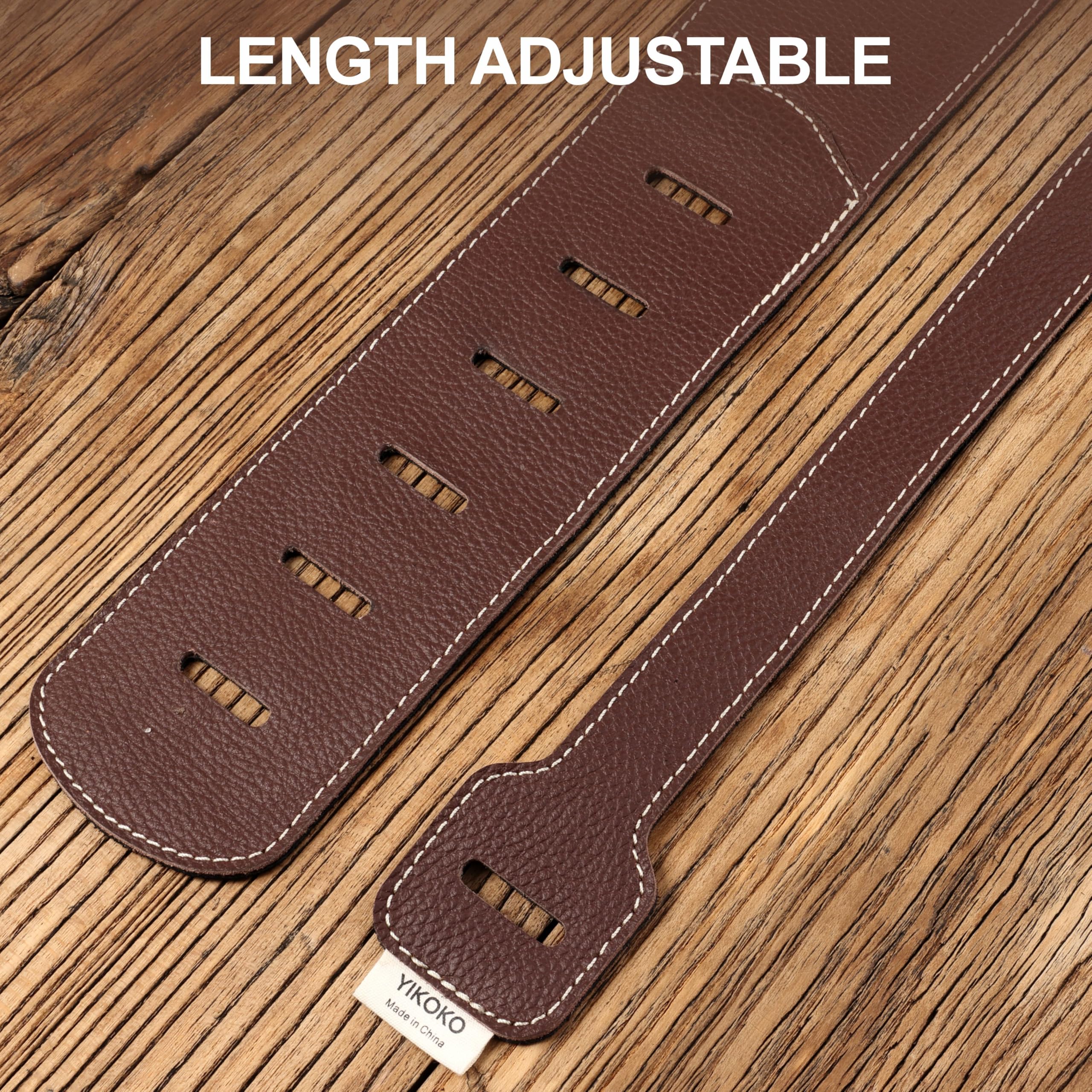 YIKOKO Sangle de guitare en cuir de vachette souple de 6,3 cm de large avec rembourrage en mousse