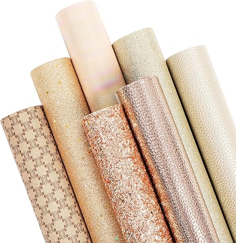 ZAIONE Hojas de cuero sintético dorado 7 piezas de 8 x 12 pulgadas con purpurina de cuero sintético para arcos, aretes, manualidades de bricolaje disponible en Yaxa Venezuela