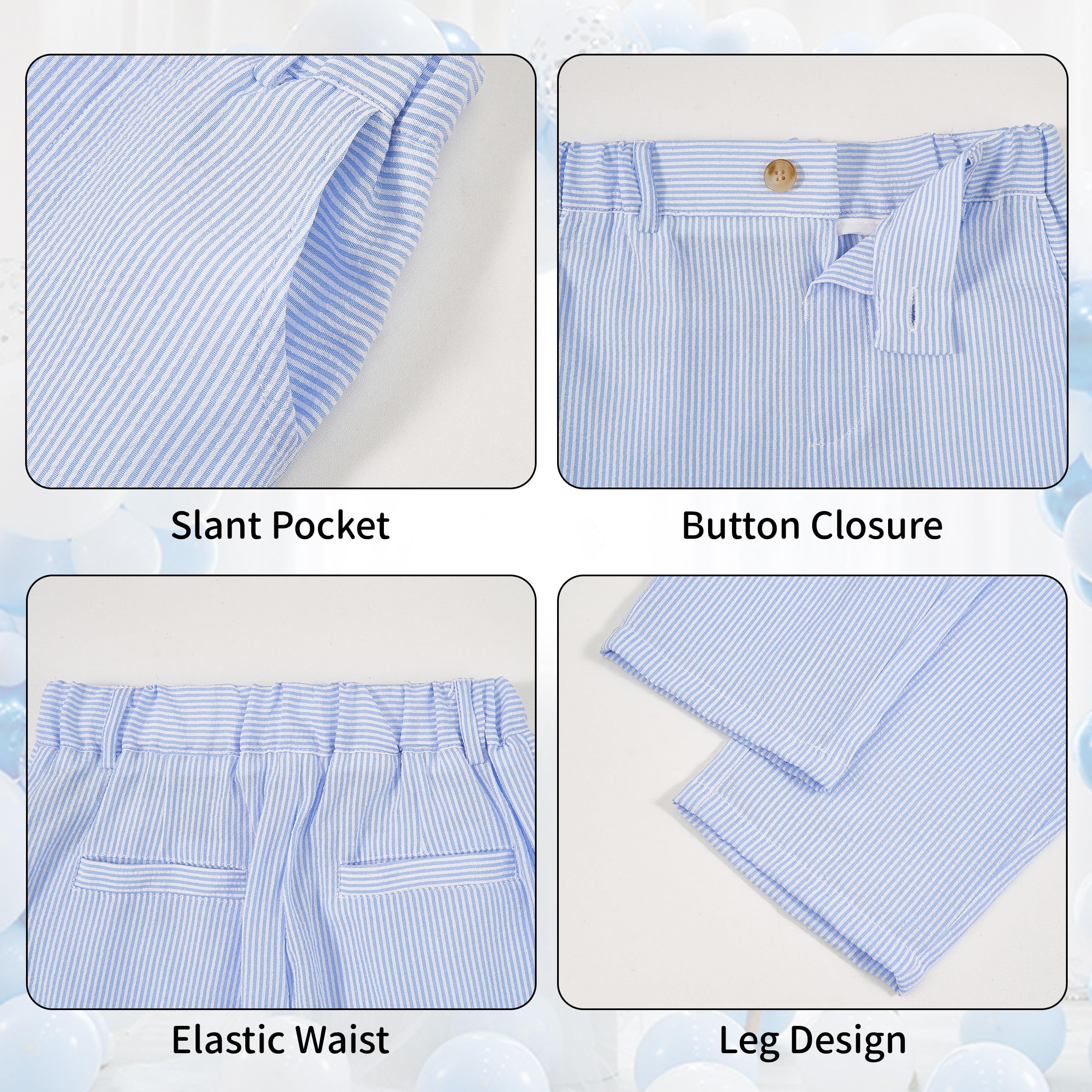 Volunboy Baby Jungen Anzug, 5-TLG Elegantes Hochzeit-Set mit Weste, Hemd, Hose, Boutonnière und Papillon