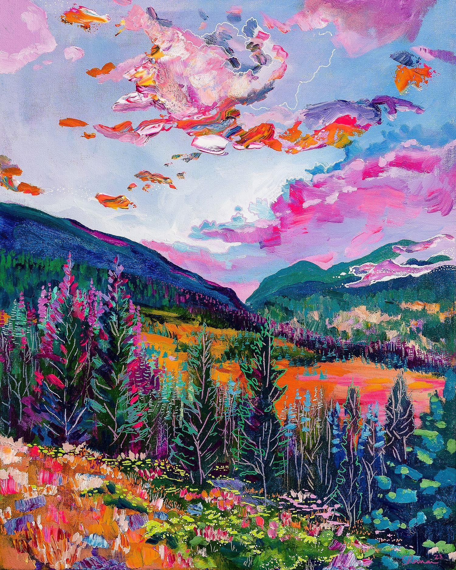 Springbok's Rocky Mountain Twilight 1000 Piece Jigsaw Puzzle Featuring The Impressionistic Painting of The Rockies by Artist Shannon Roman